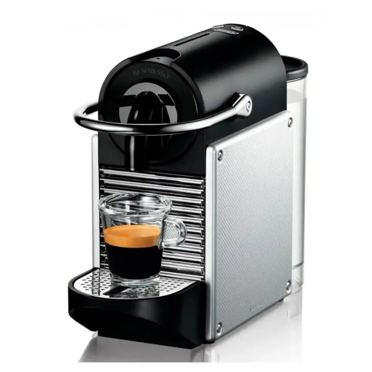 Капсульная кофеварка nespresso delonghi pixie en124.s Кофемашина с эспрессо на столе.
