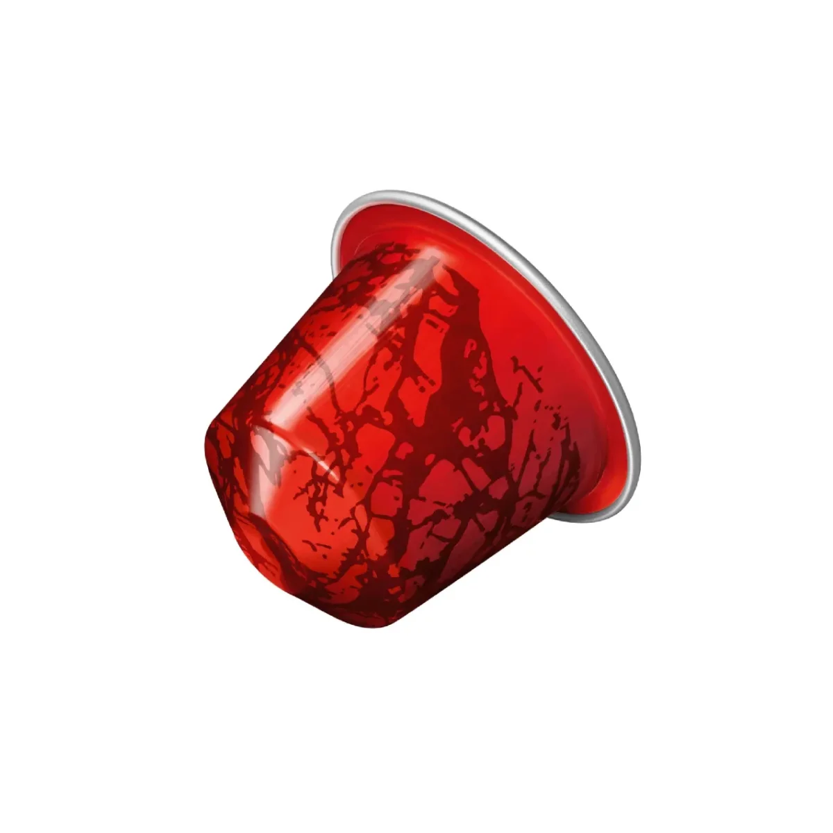nespresso original ispirazione napoli (13) Красная кофейная капсула на белом фоне.