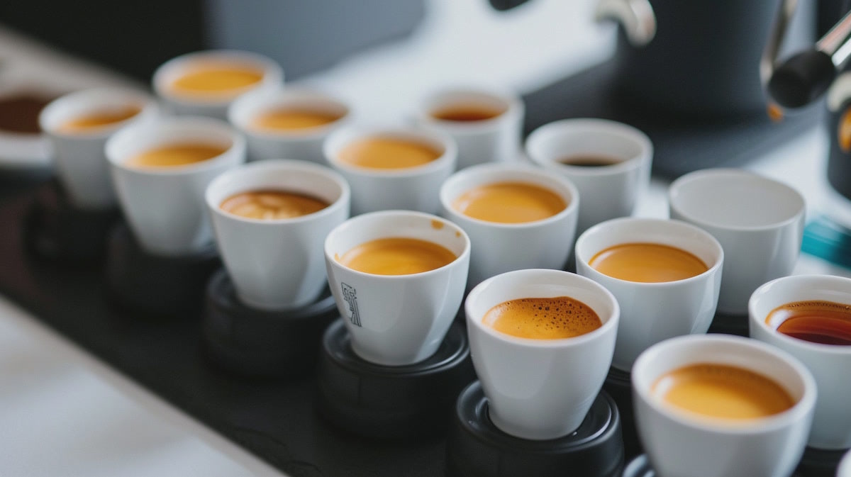 Чашки эспрессо на кофе-машине