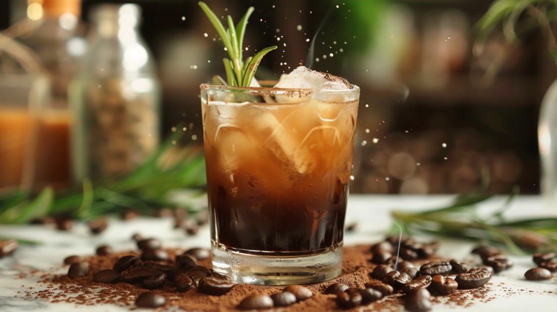 Кофейный коктейль с розмарином и льдом