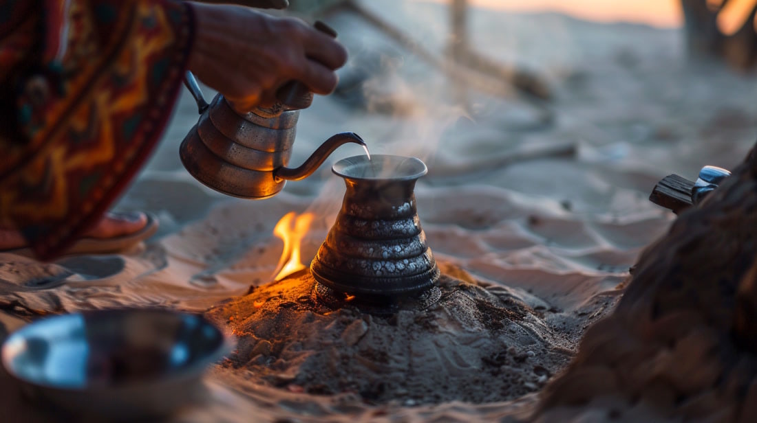 Приготовление кофе в песке на костре