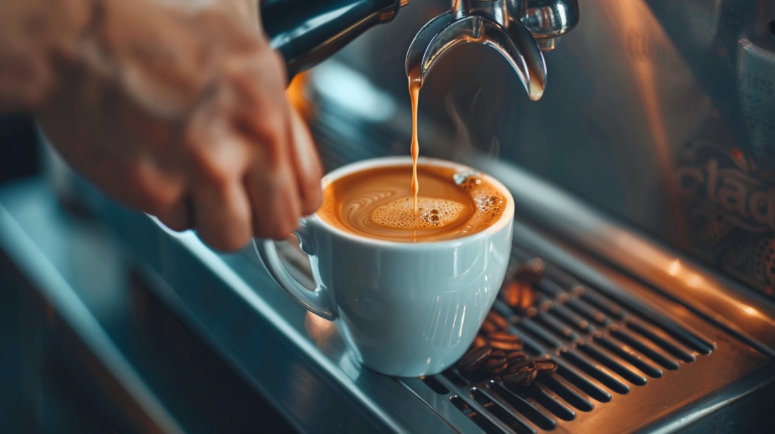 Приготовление эспрессо в кофемашине