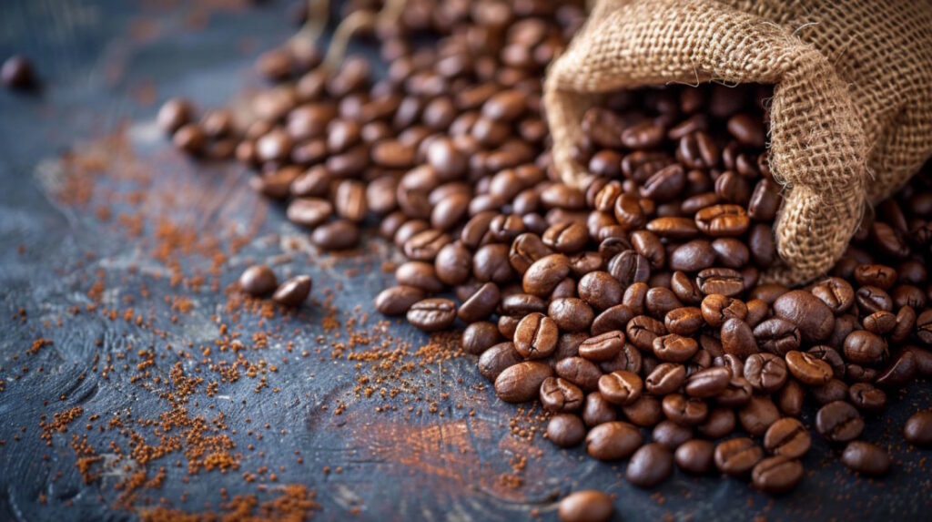 Кофейные зерна в мешке