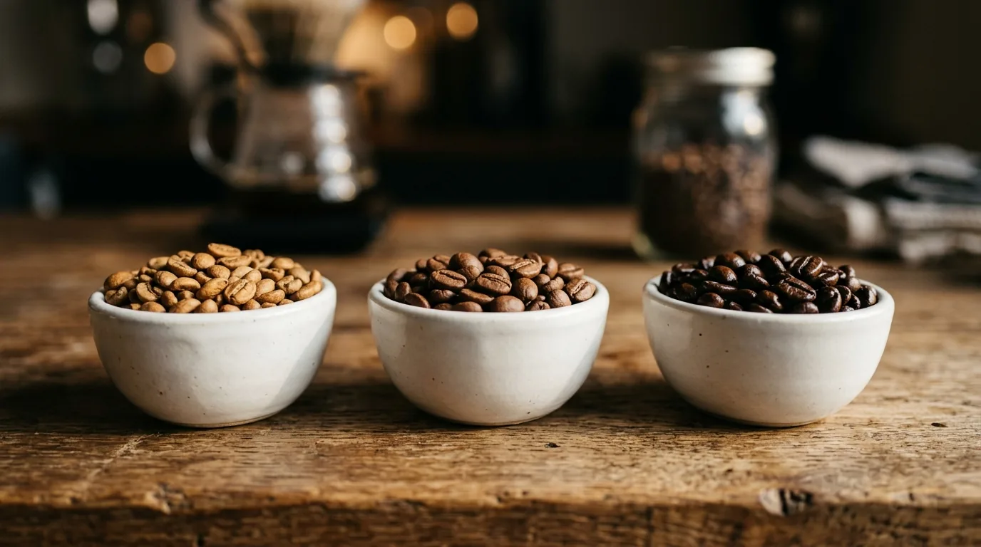 Три степени обжарки спешелти-кофе: светлая, средняя, тёмная