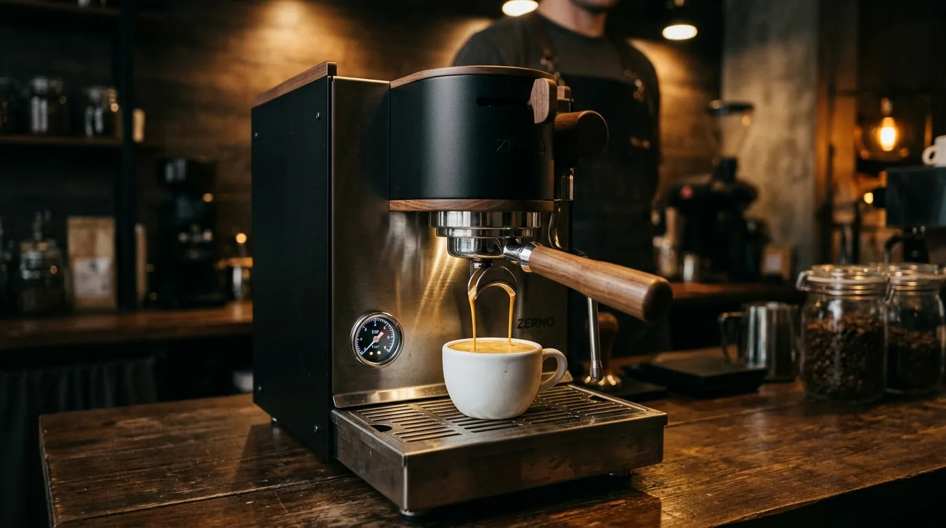 Зерновая автоматическая кофемашина готовит эспрессо