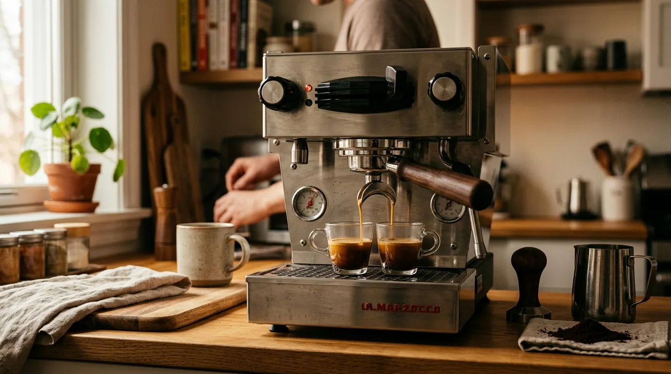 Рожковая эспрессо-машина дома в московской квартире