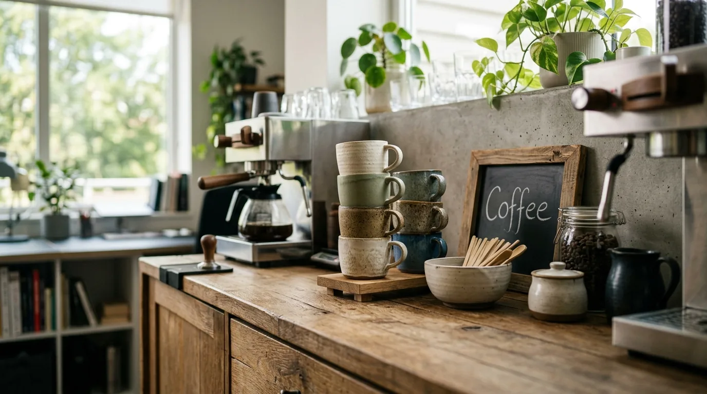 Офисная кухня с кофейной точкой